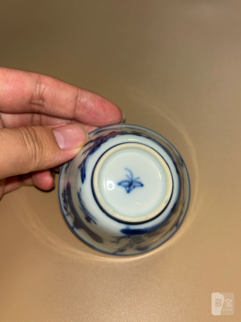 清康熙 青花山水人物图杯 - 图6